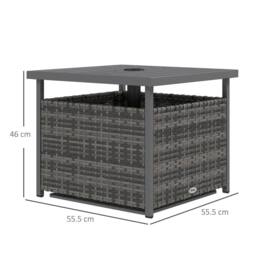 OUTSUNNY Outdoor Rattan Coffee Table w/ Umbrella Hole Fit for Garden in Grey - thumbnail 3
