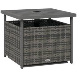 OUTSUNNY Outdoor Rattan Coffee Table w/ Umbrella Hole Fit for Garden in Grey - thumbnail 2