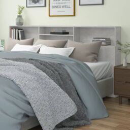 Berkfield Home Headboard Cabinet Concrete Grey 220x19x103.5 cm - thumbnail 1