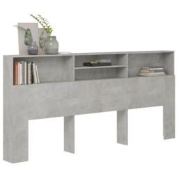 Berkfield Home Headboard Cabinet Concrete Grey 220x19x103.5 cm - thumbnail 6