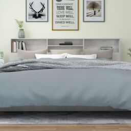 Berkfield Home Headboard Cabinet Concrete Grey 220x19x103.5 cm - thumbnail 5