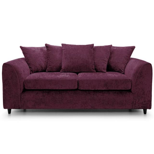 Furnishings For Less UK Monaco Chenille Fabric 3 Seater Sofa Scatter Back Curved Arm in Purple - image 1