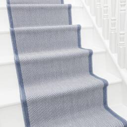 runrug Stair Runner Carpet - Reversible & Durable, 2mm - 'Illusion' in Blue - Size: 60 cm x 450 cm - thumbnail 1
