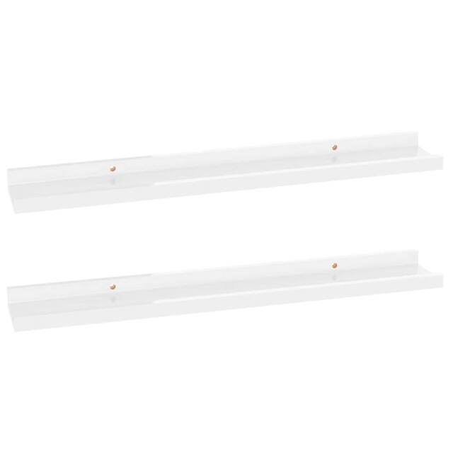 Berkfield Home Wall Shelves 2 pcs High Gloss White 60x9x3 cm - Size: 60 x 9 x 3 cm - image 1