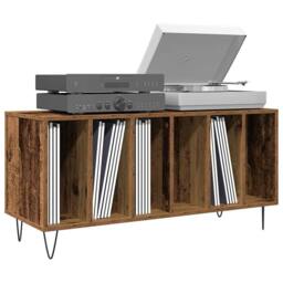 Berkfield Home Record Cabinet Old Wood 100x38x48 cm Engineered Wood in Brown - Size: 100 x 38 x 48 cm - thumbnail 3