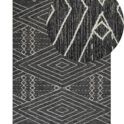Wyld and Coco Handwoven Cotton-Wool Geometric Rug 160 x 230 cm in Black - Size: 160 cm x 230 cm - thumbnail 2