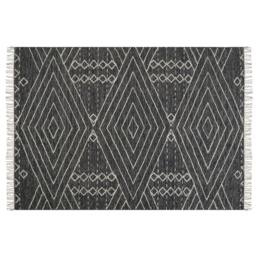 Wyld and Coco Handwoven Cotton-Wool Geometric Rug 160 x 230 cm in Black - Size: 160 cm x 230 cm - thumbnail 3