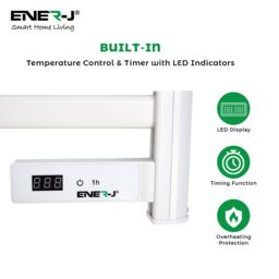 ENER-J Infrared Towel Rail Heater 5 Bar 100W White 220V - thumbnail 4