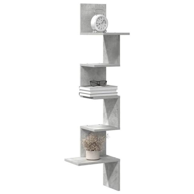 Berkfield Home Wall Corner Shelf Concrete Grey 32x32x127, 5 cm Engineered Wood - image 1