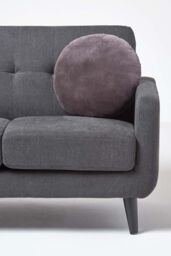 Homescapes Velvet Cushion, 40 cm Round in Dark Grey - Size: 40 cm x 40 cm - thumbnail 4
