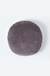Homescapes Velvet Cushion, 40 cm Round in Dark Grey - Size: 40 cm x 40 cm - thumbnail 1