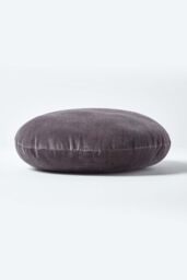 Homescapes Velvet Cushion, 40 cm Round in Dark Grey - Size: 40 cm x 40 cm - thumbnail 2