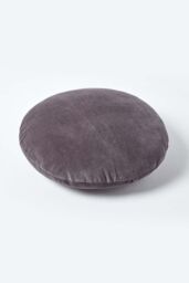Homescapes Velvet Cushion, 40 cm Round in Dark Grey - Size: 40 cm x 40 cm - thumbnail 3