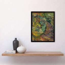 "Artery8 At the Table Bold Colourful Kubincan Framed Wall Art Print in Green - Size: W12"" x H16""" - thumbnail 4