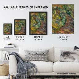 "Artery8 At the Table Bold Colourful Kubincan Framed Wall Art Print in Green - Size: W12"" x H16""" - thumbnail 3