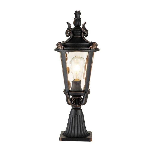 Netlighting Baltimore 1 Light Medium Outdoor Pedestal Lantern Weathered Bronze IP44 E27 in Brown - image 1