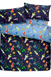 Bedlam 'Supersonic' Glow In The Dark Space Rocket Duvet Cover Set in Blue - Size: Double - thumbnail 4