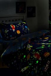 Bedlam 'Supersonic' Glow In The Dark Space Rocket Duvet Cover Set in Blue - Size: Double - thumbnail 2