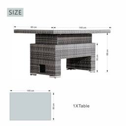Direct Wicker Outdoor Garden Rattan Rising Table with Glass Top in Grey - Size: 2 Pack - thumbnail 5