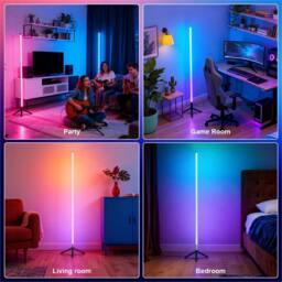 NESTLUNE Floor RGB LED Lamp Corner Light Standing Mood Remote in White - thumbnail 6