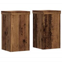 Berkfield Home Plant Stands 2 pcs Old Wood 10x10x18 cm Engineered Wood in Brown - Size: 10 x 10 x 18 cm - thumbnail 1