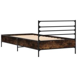Berkfield Home Bed Frame without Mattress Smoked Oak 75x190 cm Small Single in Brown - thumbnail 6