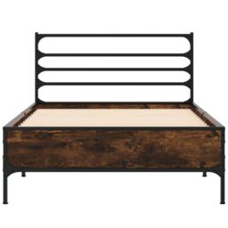 Berkfield Home Bed Frame without Mattress Smoked Oak 75x190 cm Small Single in Brown - thumbnail 4