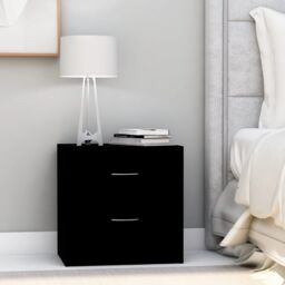 Berkfield Home Bedside Cabinet Black 40x30x40 cm Engineered Wood - Size: 40 x 30 x 40 cm - thumbnail 1