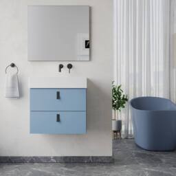 Banyetti Invicta 600mm Wall Hung Vanity with Veneto No Tap Hole Basin - Powder Blue - thumbnail 1