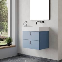 Banyetti Invicta 600mm Wall Hung Vanity with Veneto No Tap Hole Basin - Powder Blue - thumbnail 3