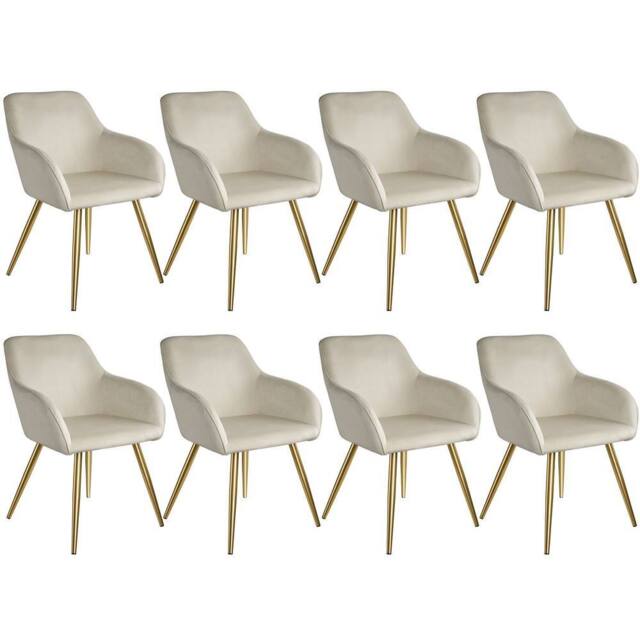 tectake Accent Chair Marilyn Set Of 8 - Cream/Gold in Cream - Size: 8 Pack - image 1