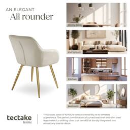 tectake Accent Chair Marilyn Set Of 8 - Cream/Gold in Cream - Size: 8 Pack - thumbnail 7