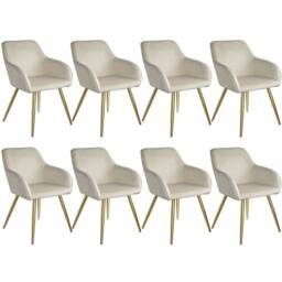 tectake Accent Chair Marilyn Set Of 8 - Cream/Gold in Cream - Size: 8 Pack
