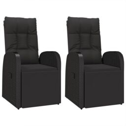Berkfield Home 3 Piece Garden Dining Set Black Poly Rattan&Solid Wood Acacia - thumbnail 4
