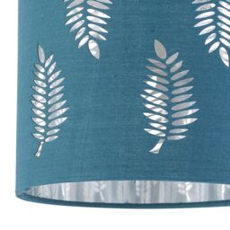 First Choice Lighting Chrome Jewelled Table Lamp with Teal Fern Shade in Silver - thumbnail 3