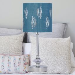 First Choice Lighting Chrome Jewelled Table Lamp with Teal Fern Shade in Silver - thumbnail 4