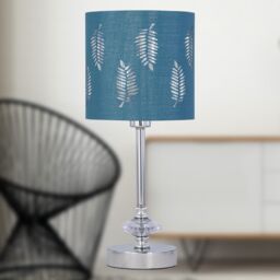 First Choice Lighting Chrome Jewelled Table Lamp with Teal Fern Shade in Silver - thumbnail 5