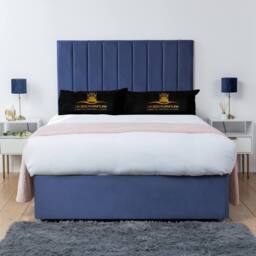 UK Bed Furniture Ashford Divan Bed with 2 Drawers Foot End & 26 Inch headboard in Blue - Size: King - thumbnail 2