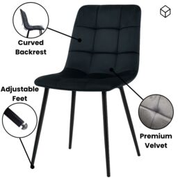 KOSY KOALA Modern Oak Effect Dining Table Set With 4 Black Velvet Chairs & Bench Dining Room Furniture in Brown - thumbnail 5
