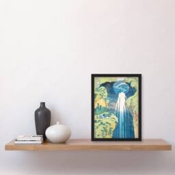 Artery8 Katsushika Hokusai Framed Wall Art Amida Falls of the Kisokaido Road in Blue - Size: A4 - thumbnail 2