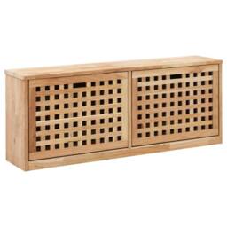 Berkfield Home Shoe Storage Bench 94x20x38 cm Solid Walnut Wood in Brown - Size: 94 x 20 x 38 cm
