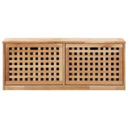 Berkfield Home Shoe Storage Bench 94x20x38 cm Solid Walnut Wood in Brown - Size: 94 x 20 x 38 cm - thumbnail 3