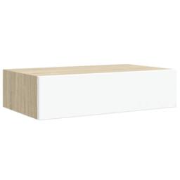 Berkfield Home Wall Drawer Shelves 2 pcs Oak & White 40x23.5x10cm MDF in Brown - Size: 40x23.5x10 cm - thumbnail 6