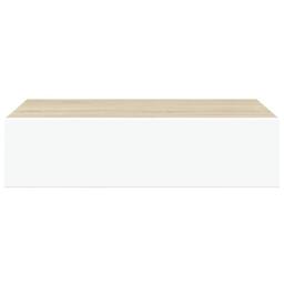 Berkfield Home Wall Drawer Shelves 2 pcs Oak & White 40x23.5x10cm MDF in Brown - Size: 40x23.5x10 cm - thumbnail 7