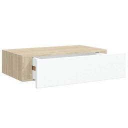 Berkfield Home Wall Drawer Shelves 2 pcs Oak & White 40x23.5x10cm MDF in Brown - Size: 40x23.5x10 cm - thumbnail 5