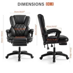 EONLION Black Executive Desk Chair High Back Adjustable Height - Size: 100 cm - thumbnail 2