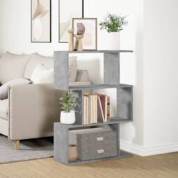 Berkfield Home Room Divider Bookcase 3-Tier Concrete Grey 70x24x97 cm Engineered Wood - Size: 70 x 24 x 97 cm - thumbnail 4