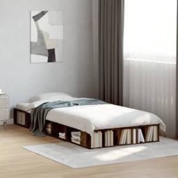Berkfield Home Durable Bed Frame without Mattress Smoked Oak 100x200 cm in Brown - thumbnail 2