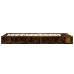 Berkfield Home Durable Bed Frame without Mattress Smoked Oak 100x200 cm in Brown - thumbnail 5