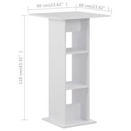 Berkfield Home Bar Table White 60x60x110 cm - Size: 60 x 60 x 110 cm - thumbnail 6